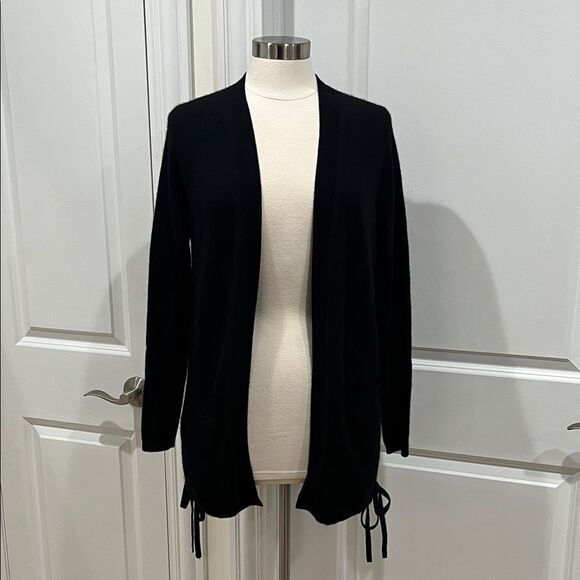 Aqua Sweaters - Aqua Cashmere Sweater Cardigan w/‎ Pockets Women's Size XS Black Side lace up